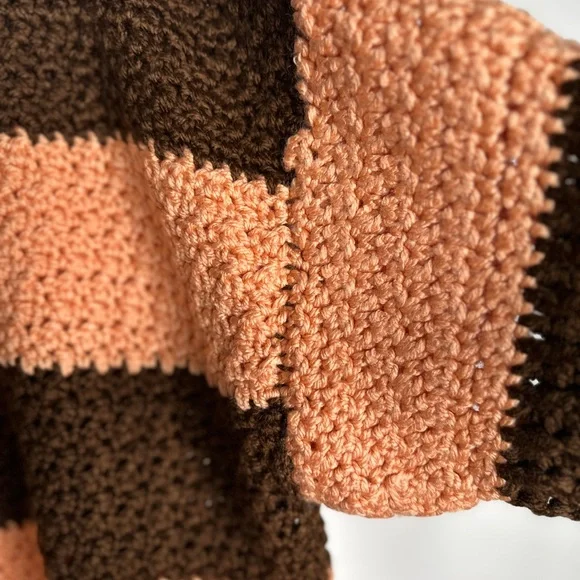 Handmade Striped Brown and Peach Women's Sweater - Picture 6 of 9